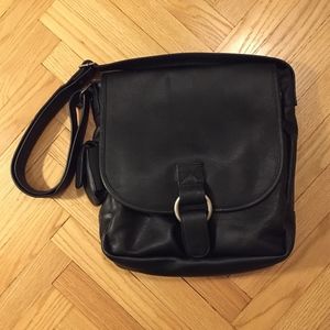 David King Black Leather Messenger Bag